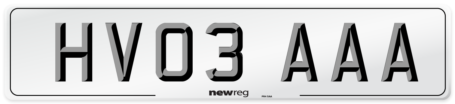 HV03 AAA Number Plate from New Reg